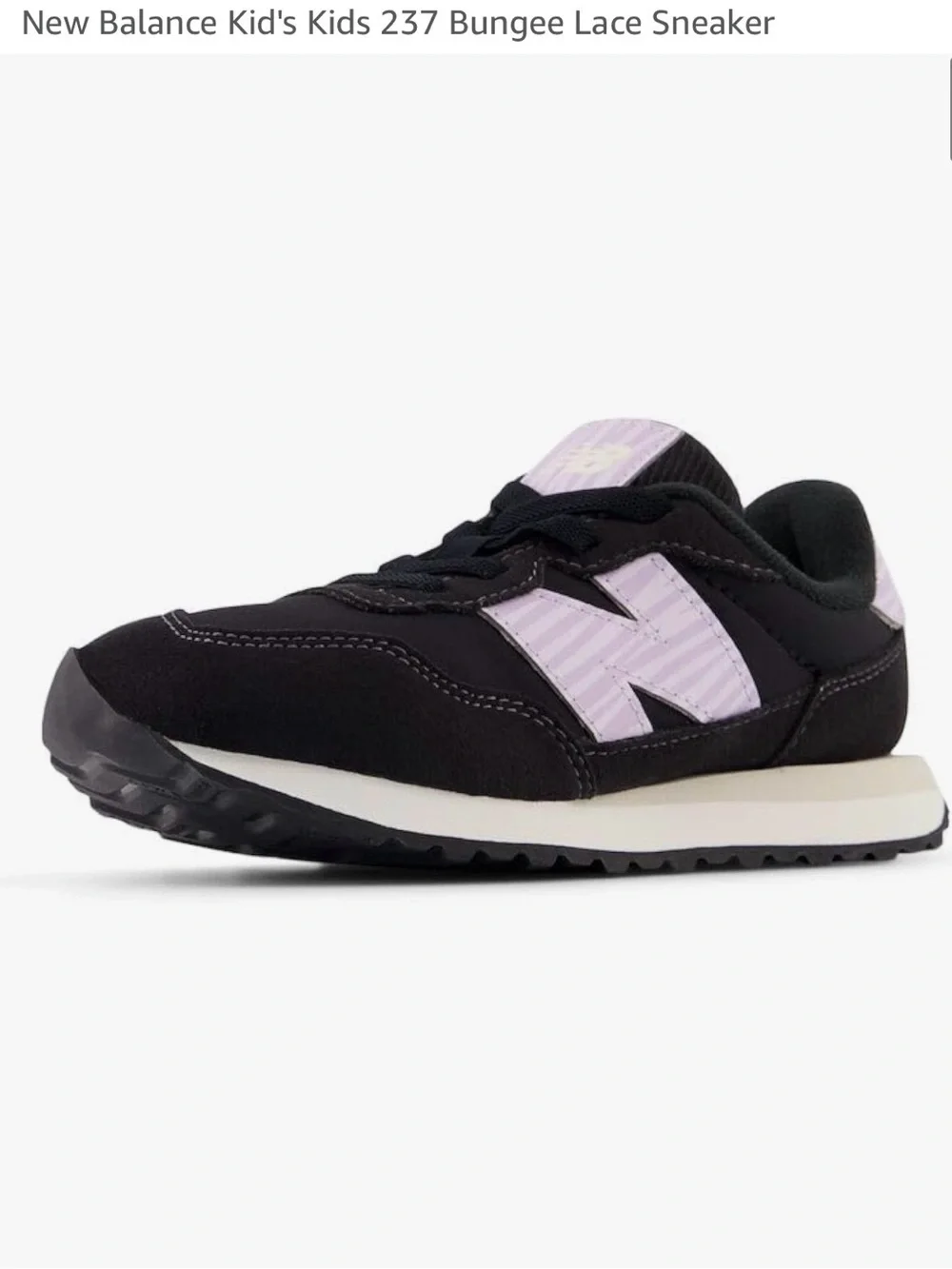 New Balance Kids Black Sneakers with Light Purple 'N' Detail